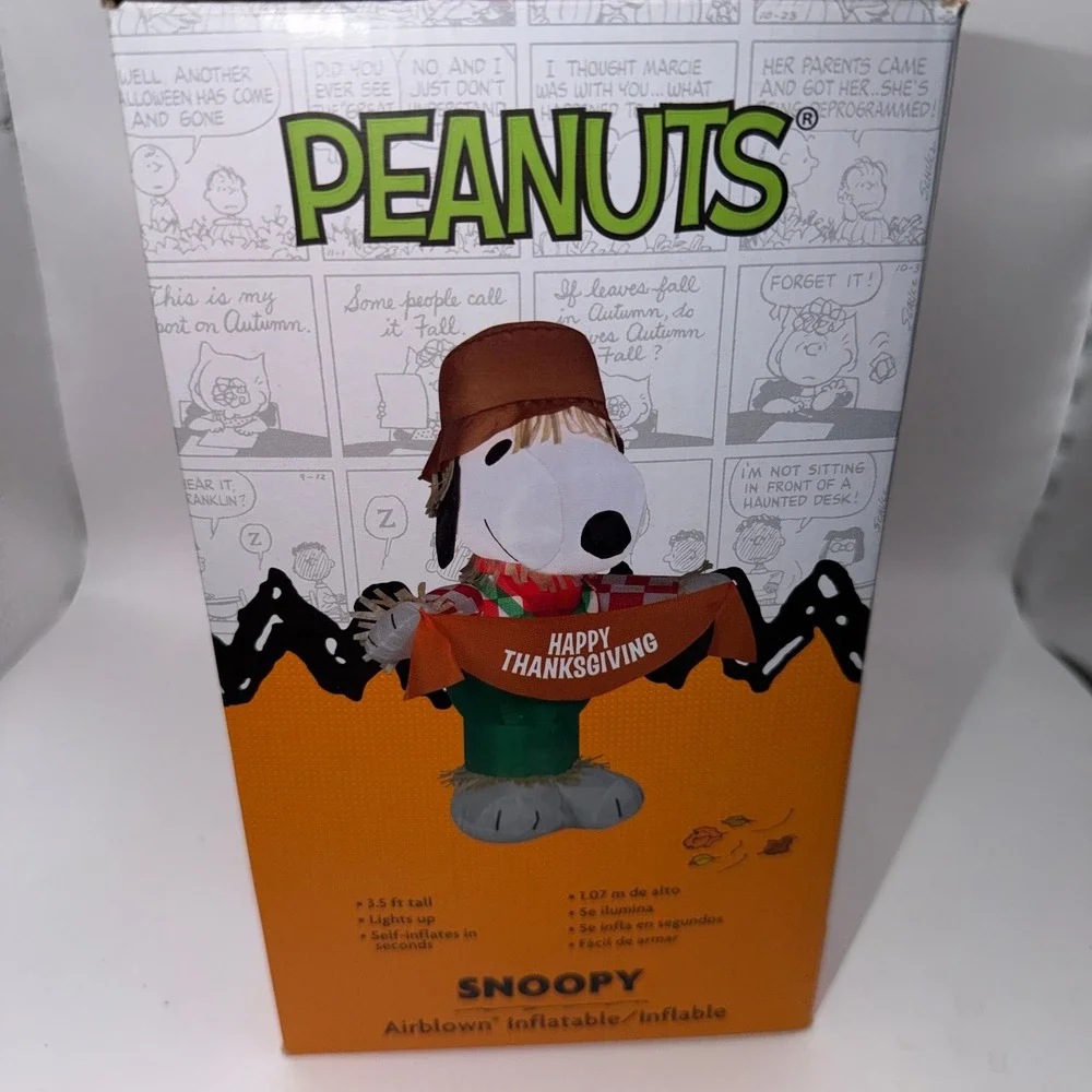 Peanuts 3.5ft Snoopy Scarecrow Thanksgiving Airblown Inflatable TESTED 7 WORKING